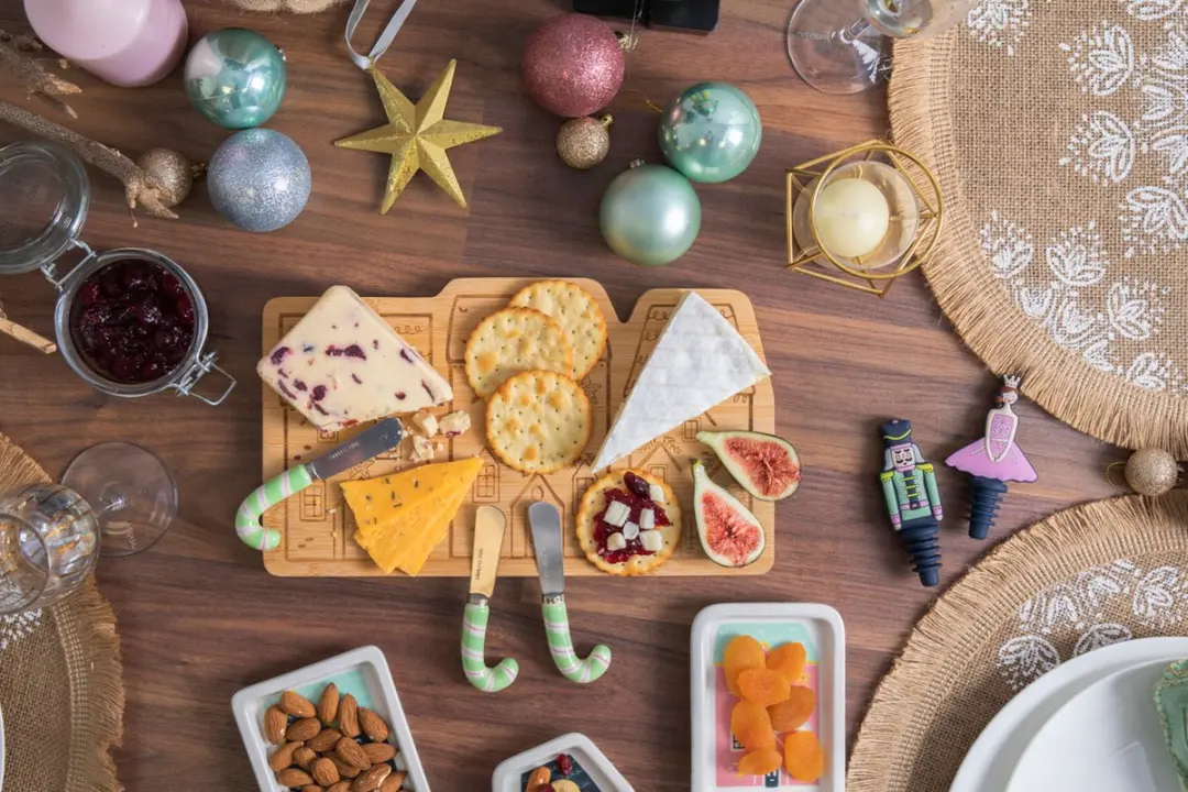 KitchenCraft Kaasplank met Messen - 4-delig Bamboe MIXED