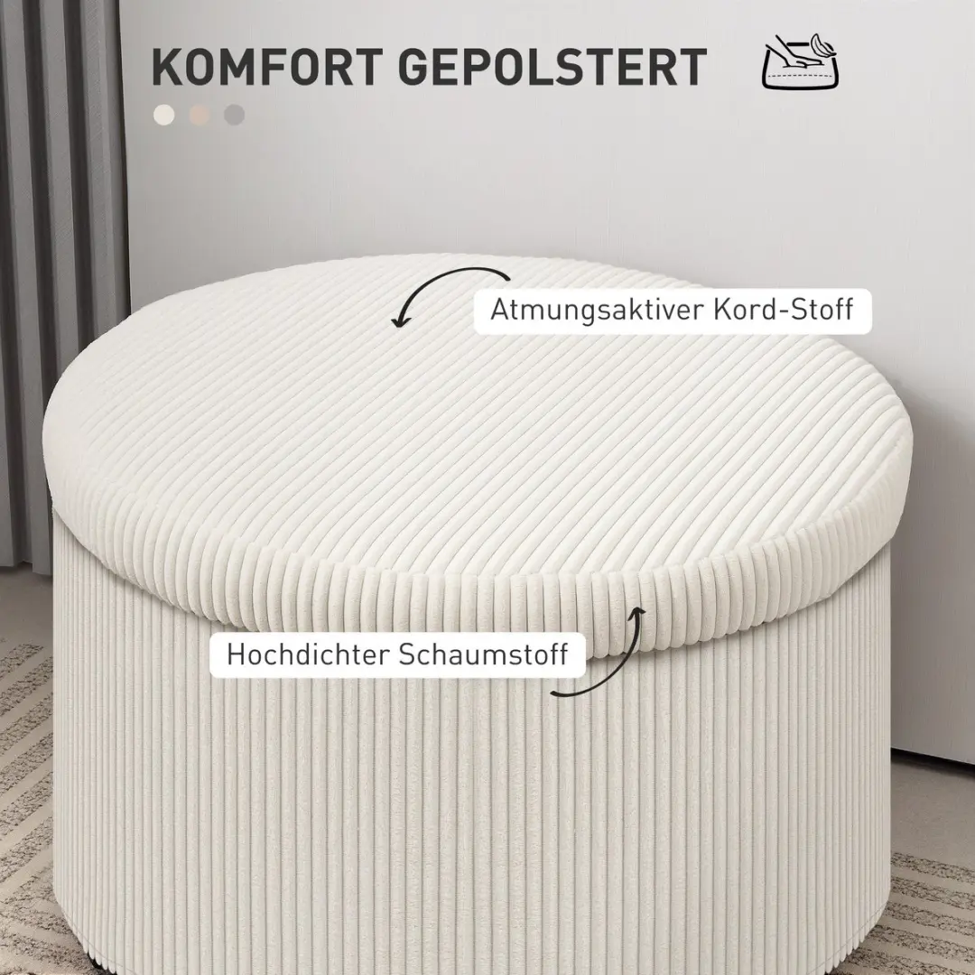Homcom Ottomane Beige - 60x60x41cm - afbeelding 6 van 6