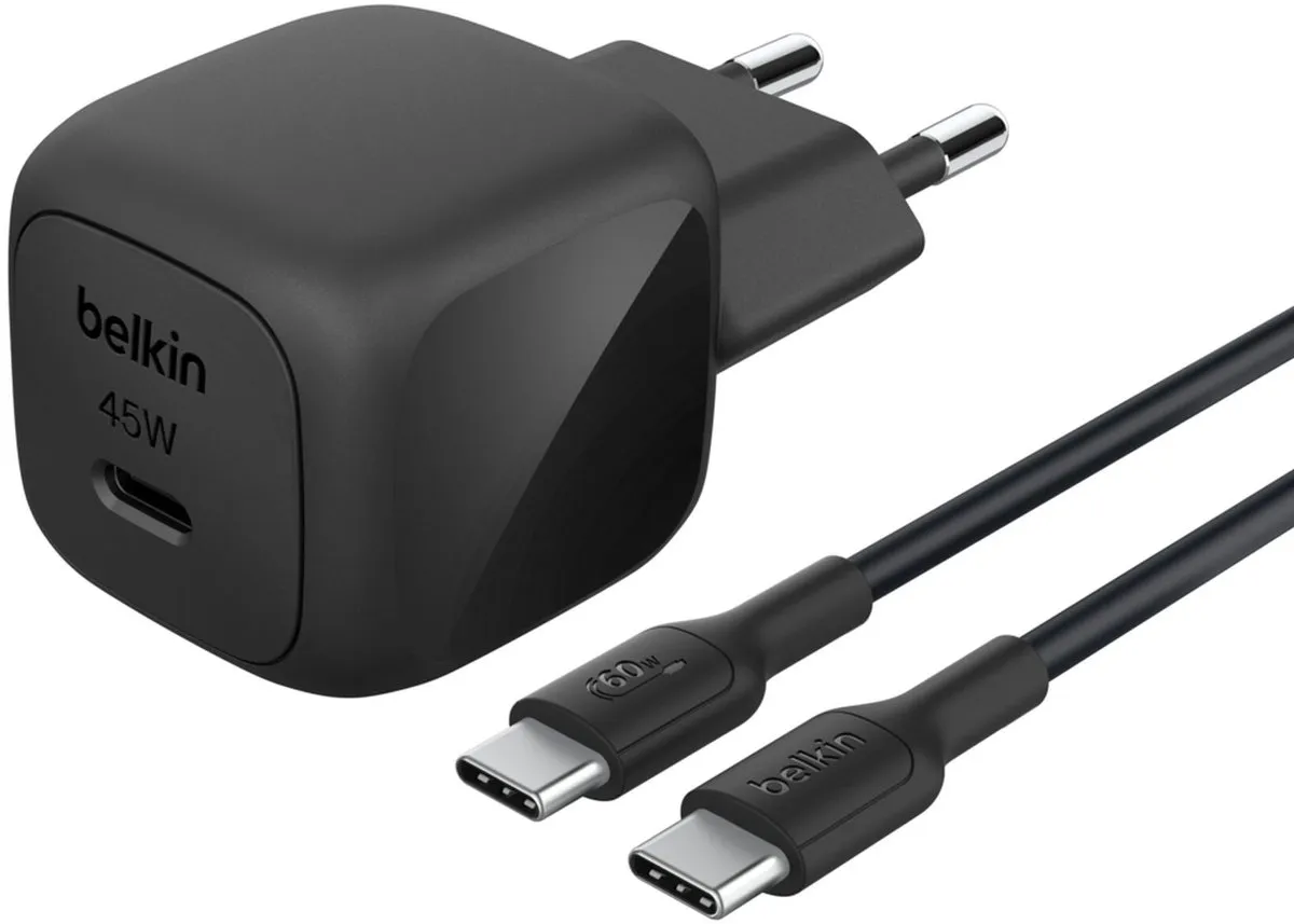 Belkin USB-C Wandlader 45W - 1m USB-C Kabel - Zwart