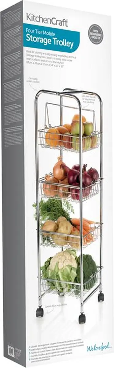 KitchenCraft Chrome Vierlaagse Trolley