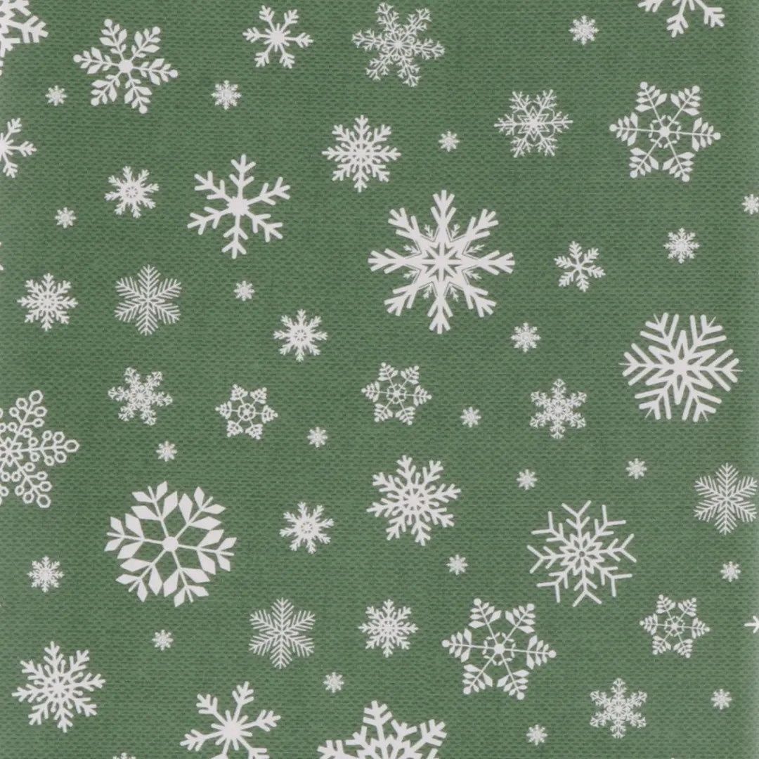 Bellatio Design Kersttafelzeil Groen met Witte Sneeuwvlokken 140x220cm