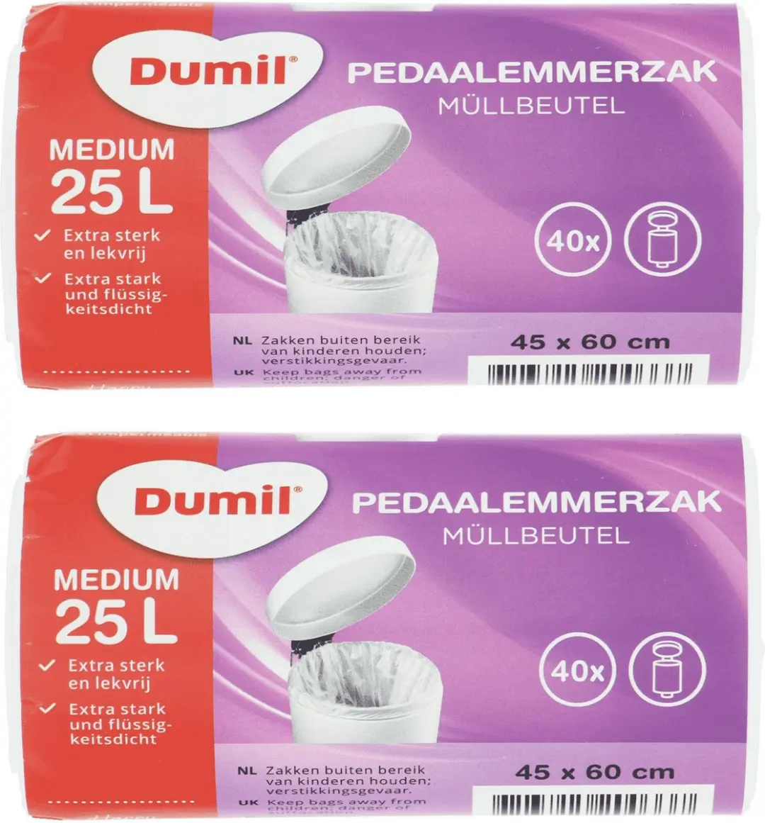 Dumil Afvalzakken 25L Wit - 40 Stuks