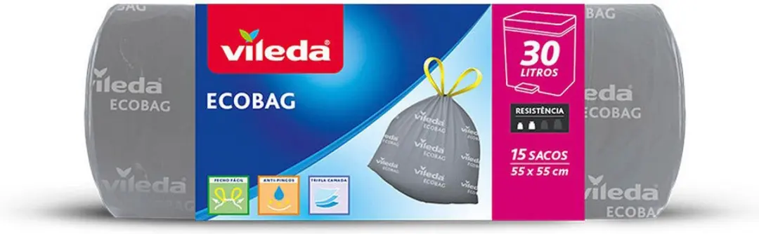 Vileda Extra Sterke Afvalzakken 30L - 15 Stuks
