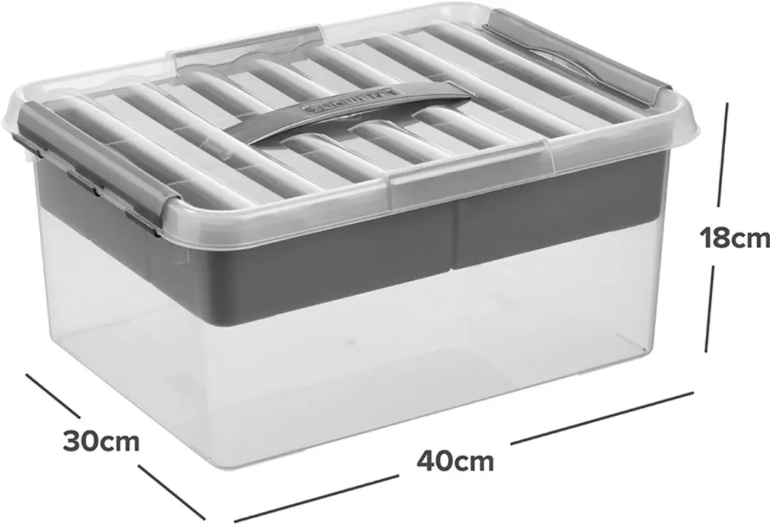 Sunware Q-line Opbergbox 15L - 40x30x18cm - Grijs