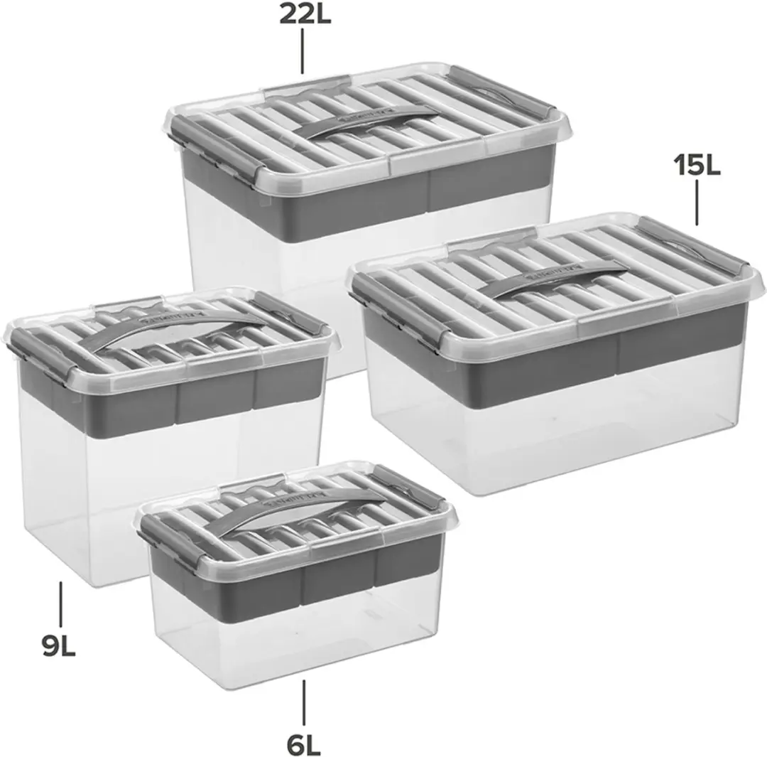 Sunware Q-line Opbergbox 15L - 40x30x18cm - Grijs