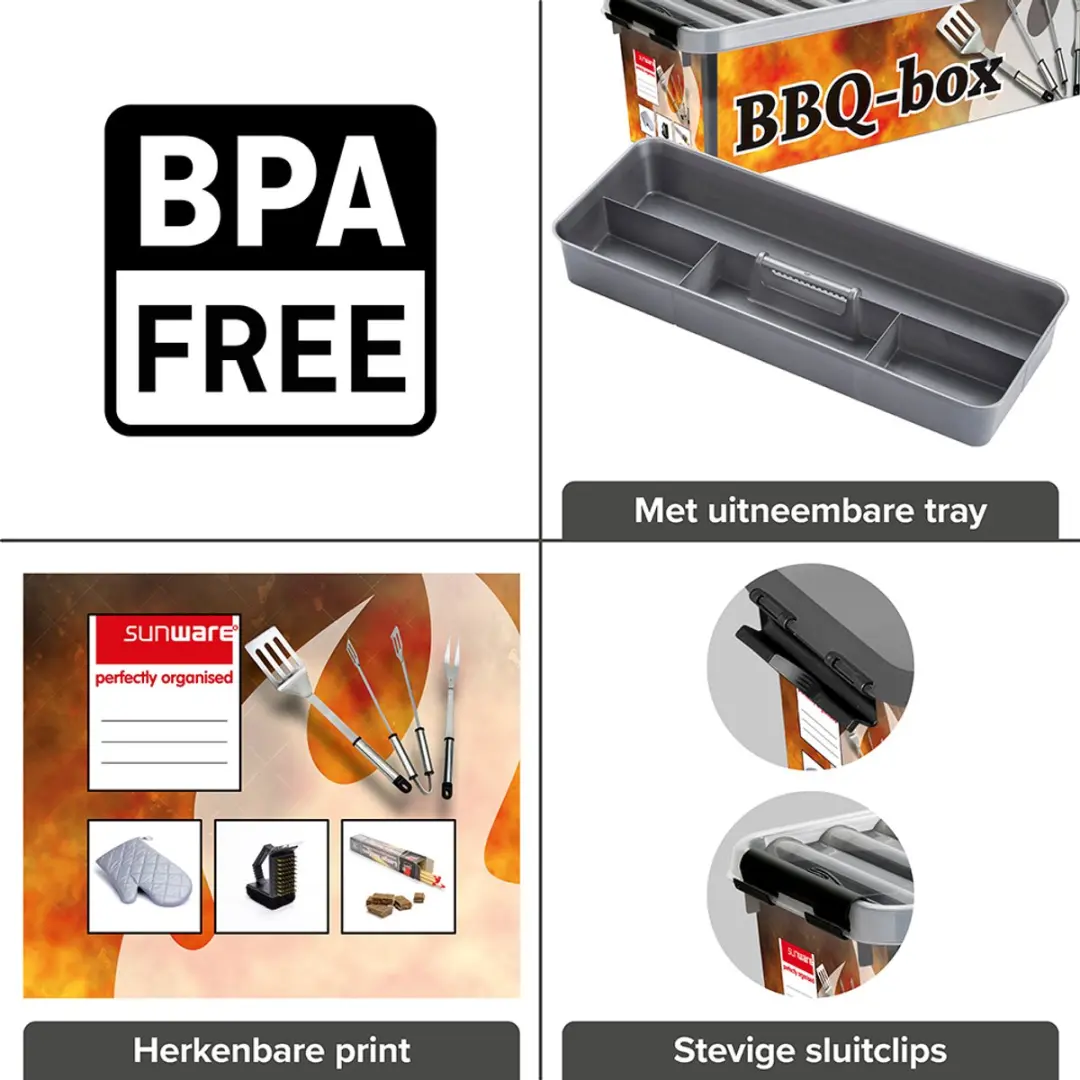 Sunware Q-Line BBQ Box 9,5L - Metaal/Transparant - afbeelding 6 van 6