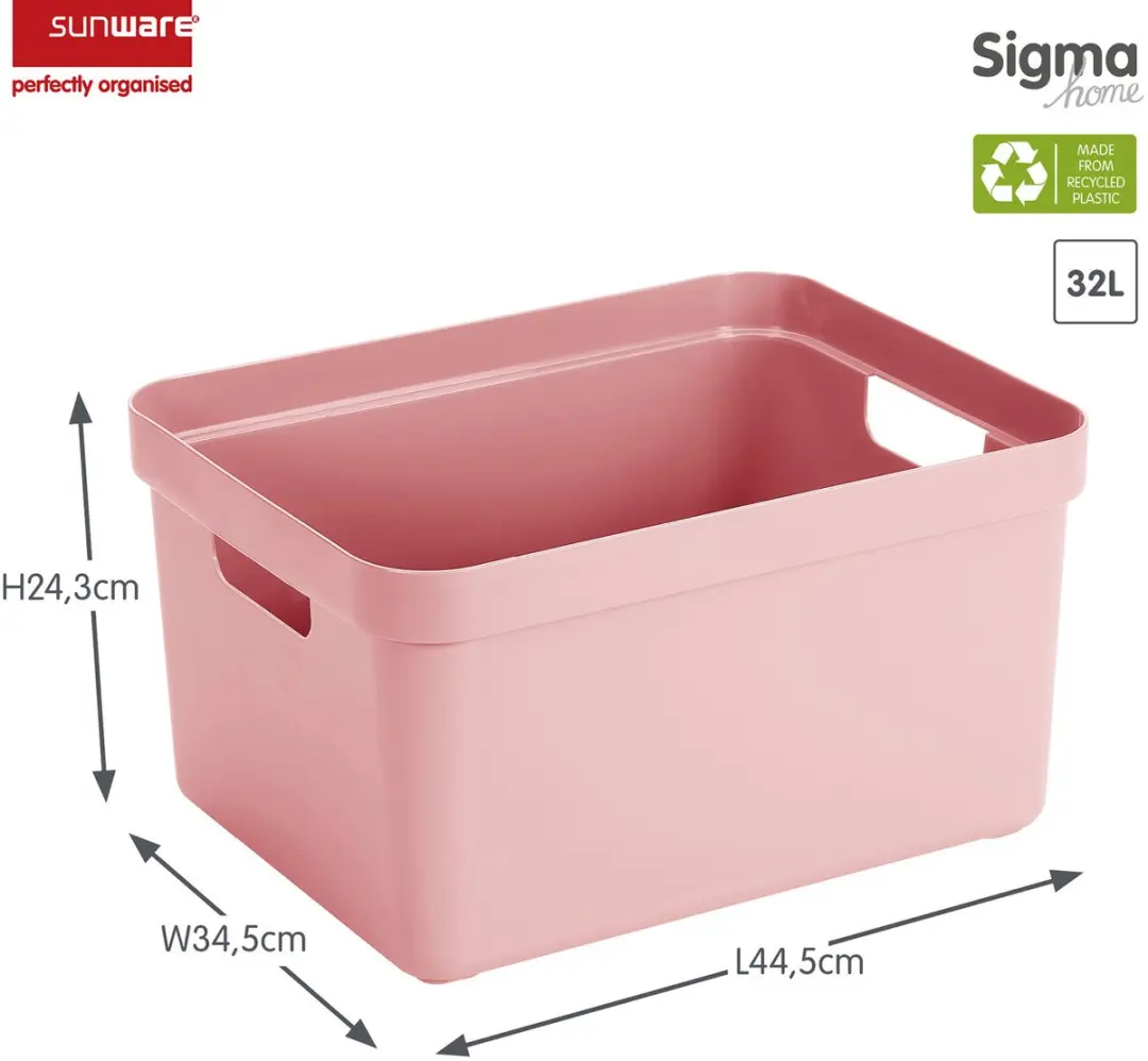 Sunware Sigma Opbergbox 32L - Roze - 3 Stuks