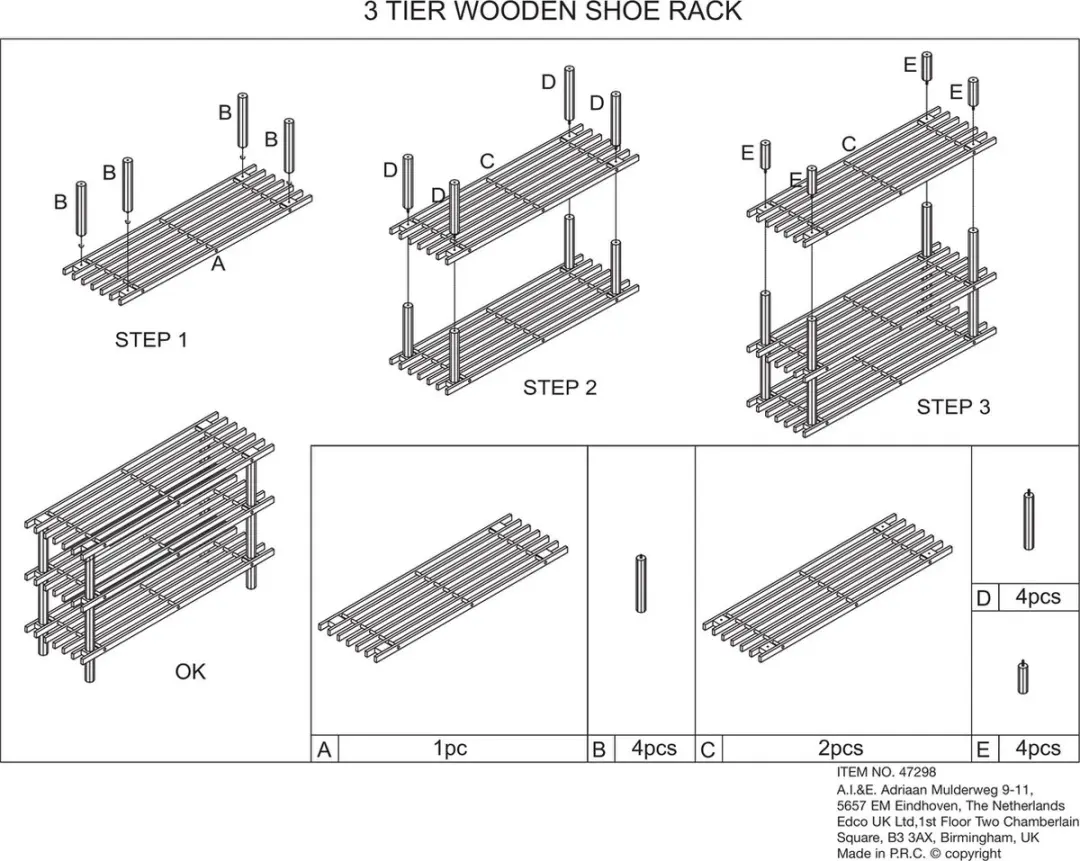 Alpina Schoenenrek 3-Laags - Hout - 74x26x48,5cm - 10 Paar - afbeelding 2 van 6