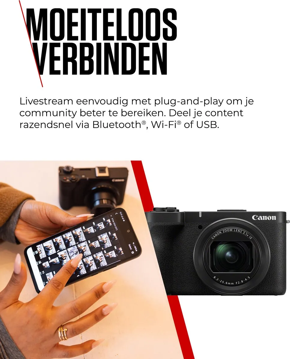 Canon PowerShot V1 Compactcamera 4K - Zwart