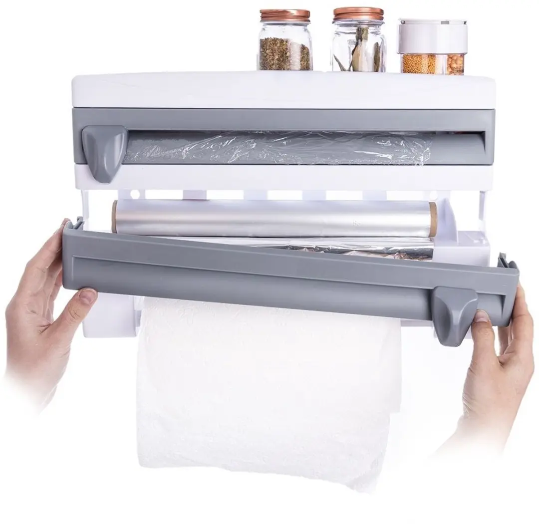 Orion Wandkeukenrolhouder Wit/Grijs - Foliedispenser