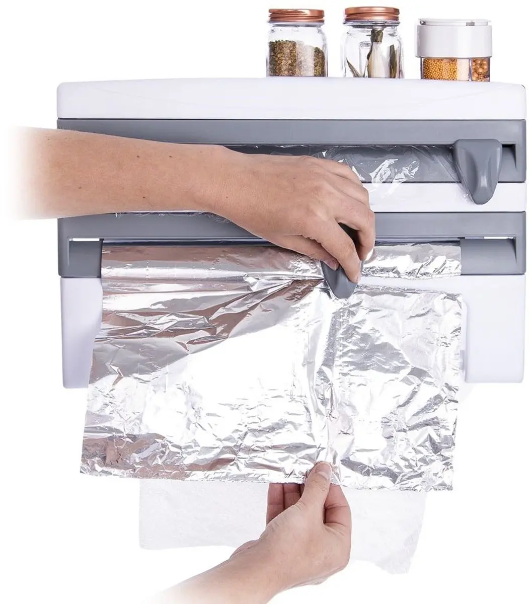 Orion Wandkeukenrolhouder Wit/Grijs - Foliedispenser