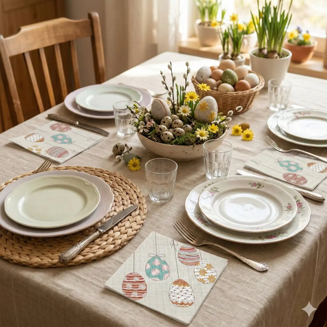 Duni Crafted Easter Paas Servetten 20x - 33x33cm - Beige