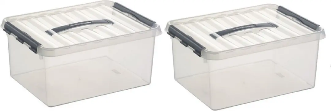 Sunware Q-Line Opbergbox 15L - 6 Stuks - 40x30x18cm - Lichtgrijs