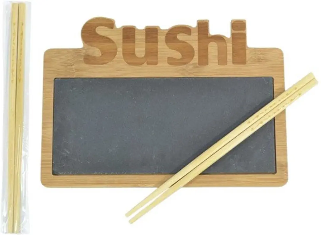 Alpina Serveerset Sushi Bamboe Met Leisteen 25x18cm