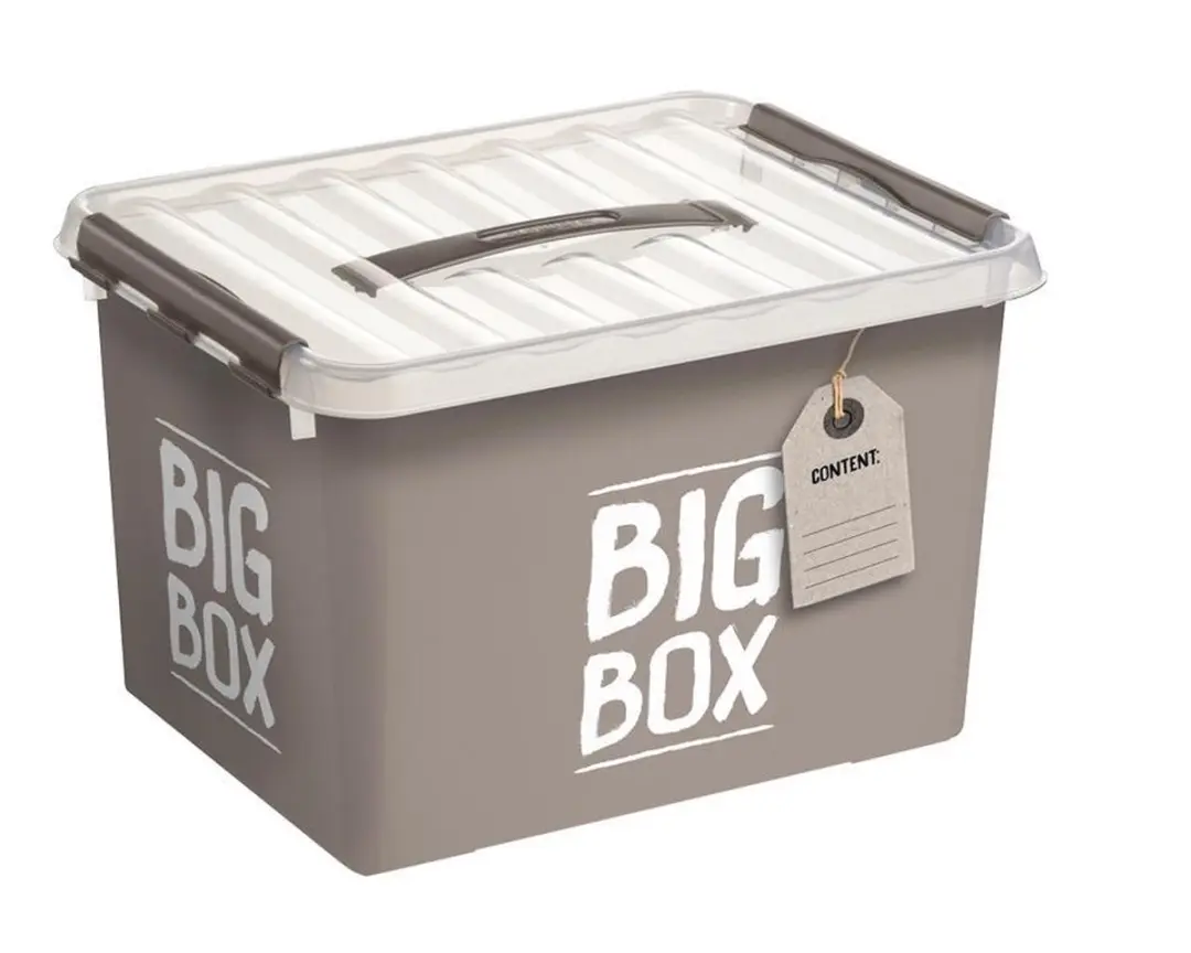 Sunware Q-line Opbergbox 22L - 7 Vakken Taupe/Transparant
