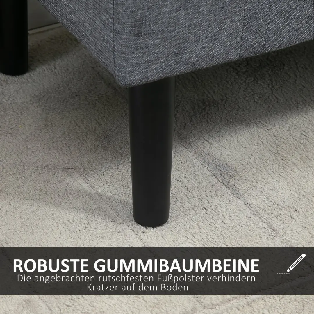 Homcom Sitzbank - 116x44x58cm - Hellgrijs/Zwart - afbeelding 5 van 6