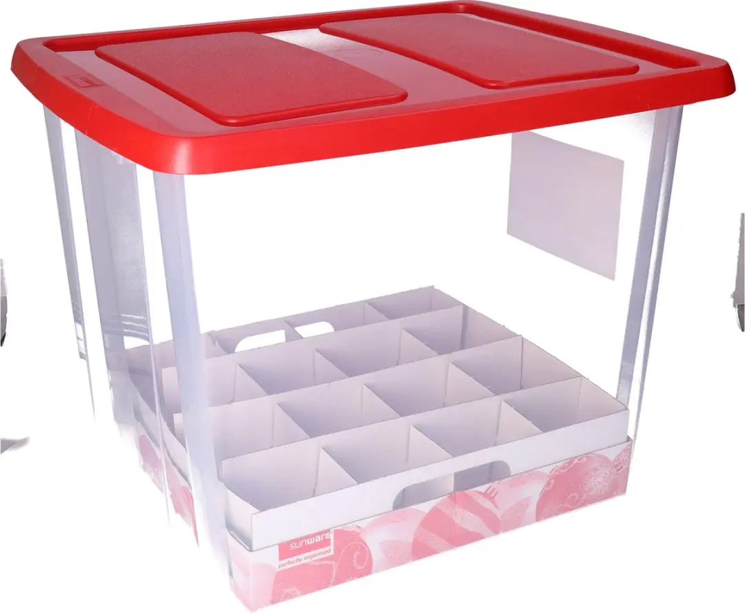 Sunware Opbergbox Kerstballen 45L - 3 Stuks - Rood