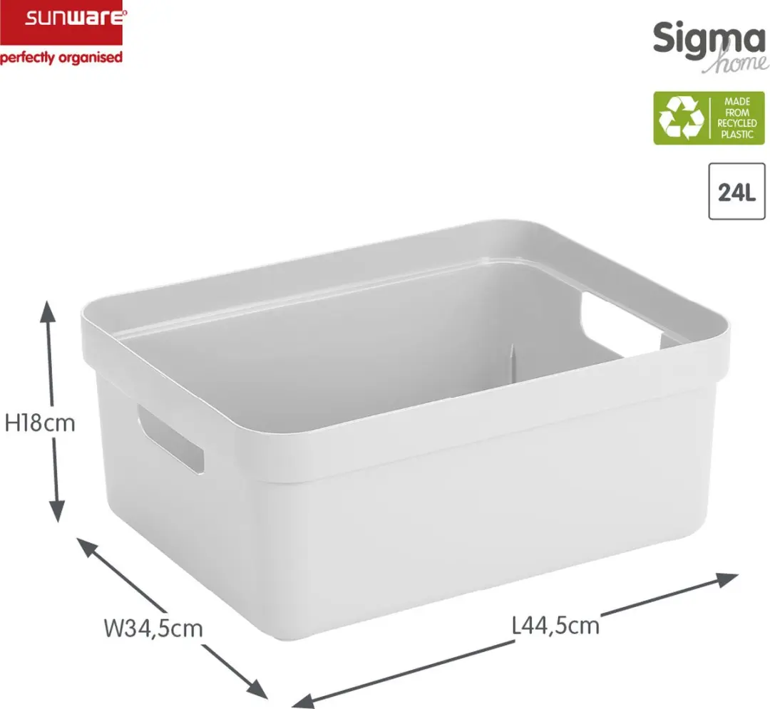 Sunware Sigma Home Opbergbox 24L - Set van 2 - Wit/Transparant