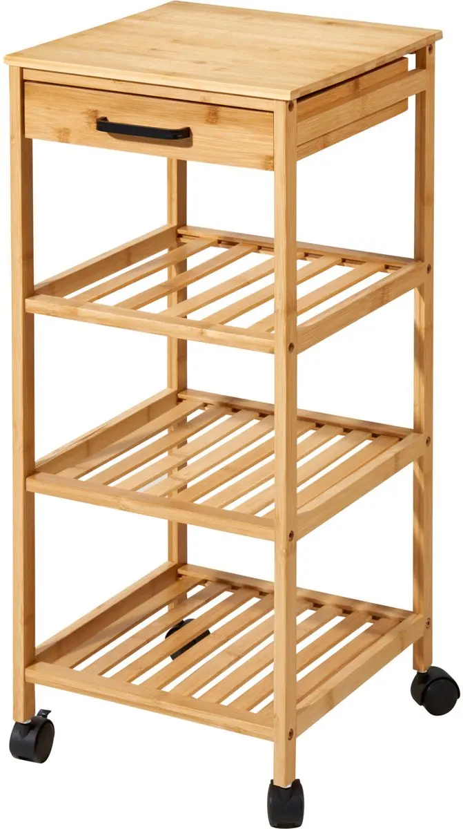 EH Excellent Houseware FERO Bamboe Keukentrolley 4 Niveaus