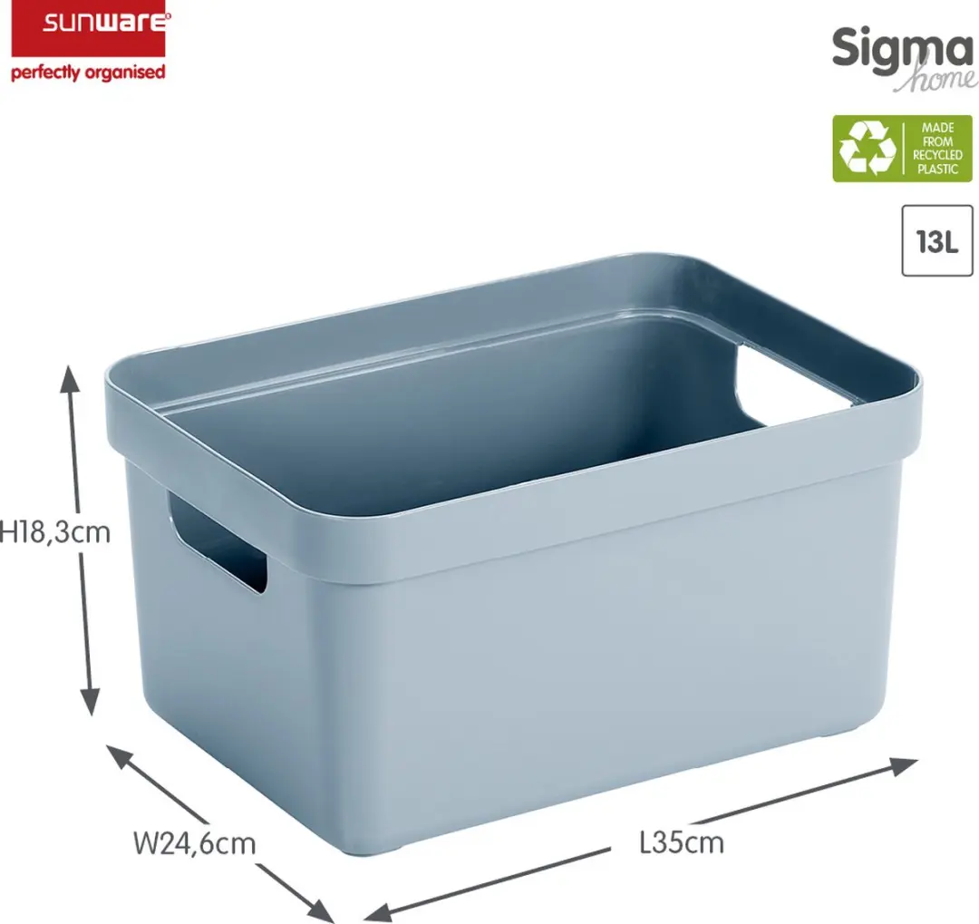 Sunware Sigma Home Opbergbox 13L - Set van 3 - Blauw/Transparant