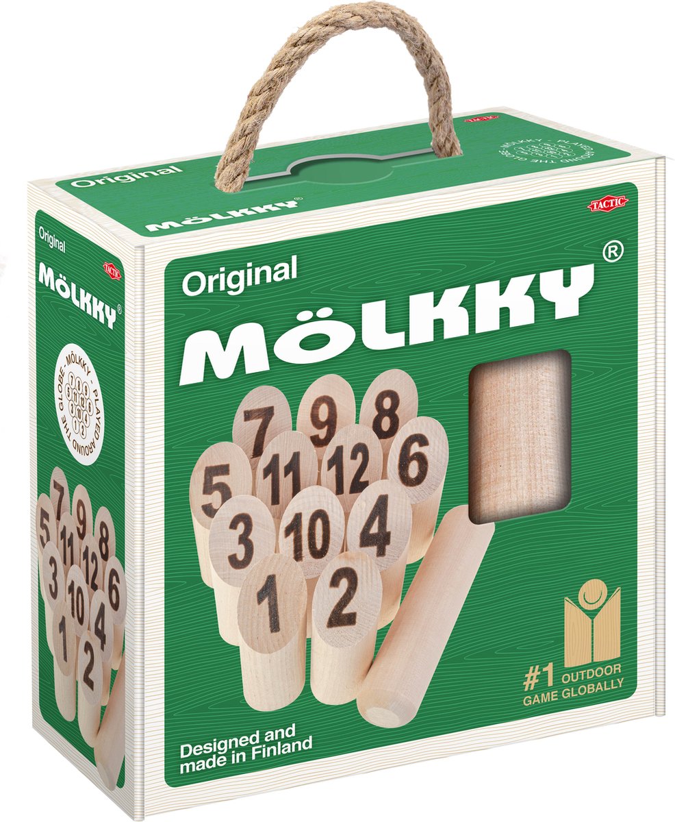 Tactic Mölkky Go – Vang- en Werpspel - Origineel Fins Houten Werpspel In Handige Draagbare Doos – Duurzaam Berkenhout – Met Gratis Score-App