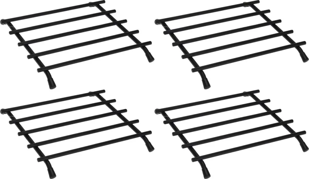 Bellatio Design Pannenonderzetter 20x20cm - 4 Stuks - Zwart