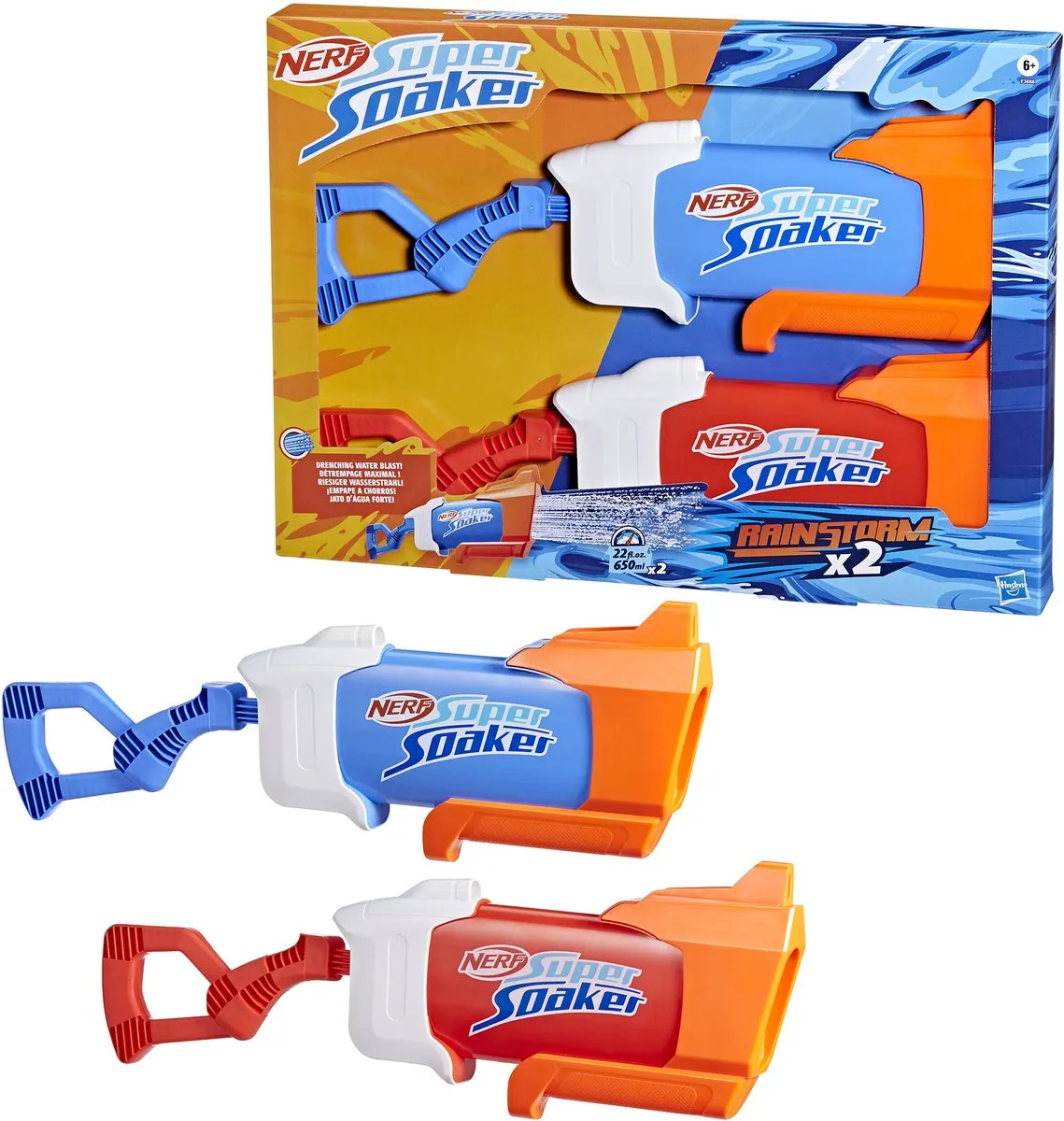 Nerf Super Soaker Rainstorm – Blauw of Rood – Waterblaster (650 ml) – 2 Stuks