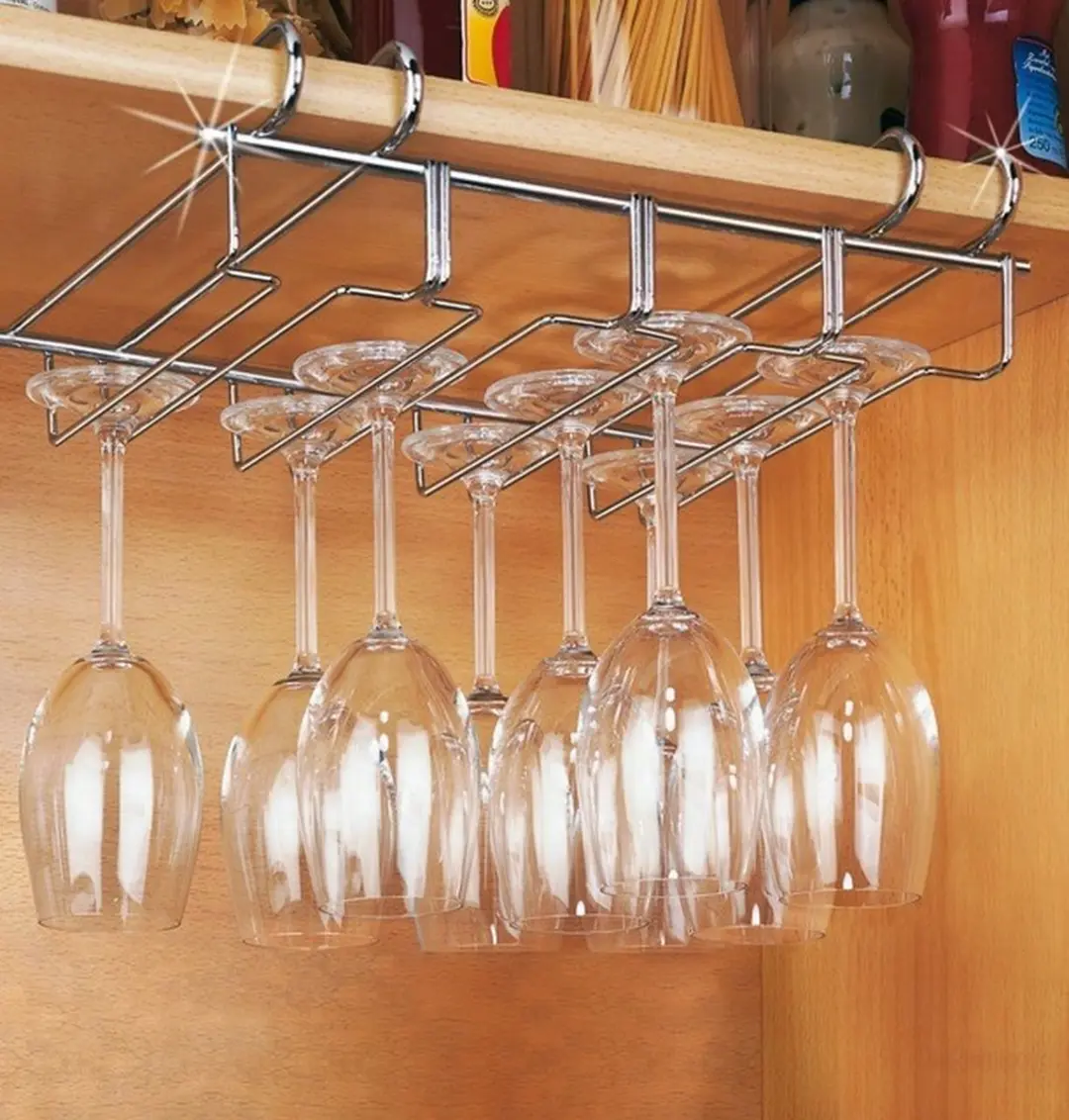 Wenko Glazenhouder aan plank - Zilver - afbeelding 6 van 6