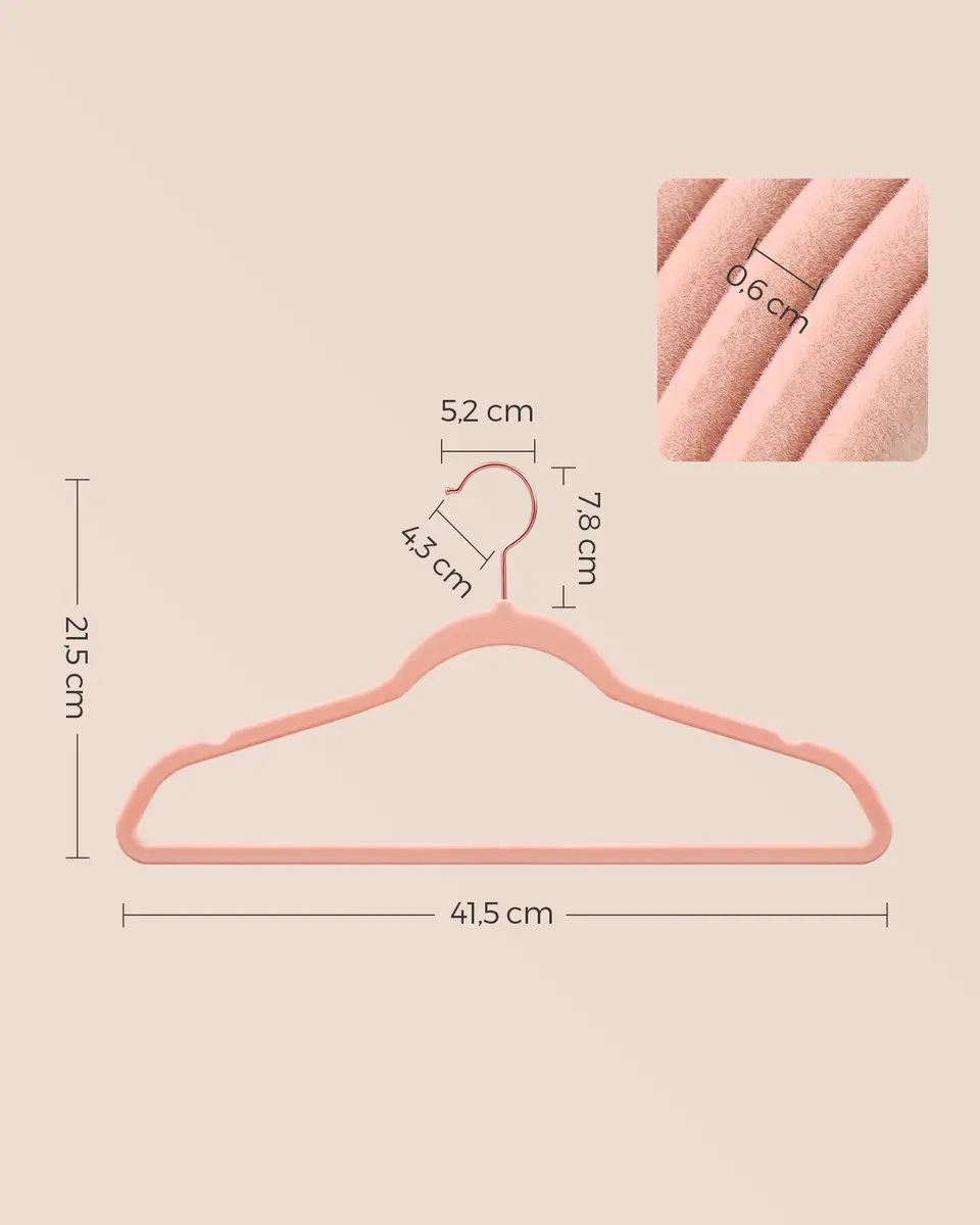Songmics Kledinghangers Set 50 Stuks - Roze/Roségoud - afbeelding 3 van 6