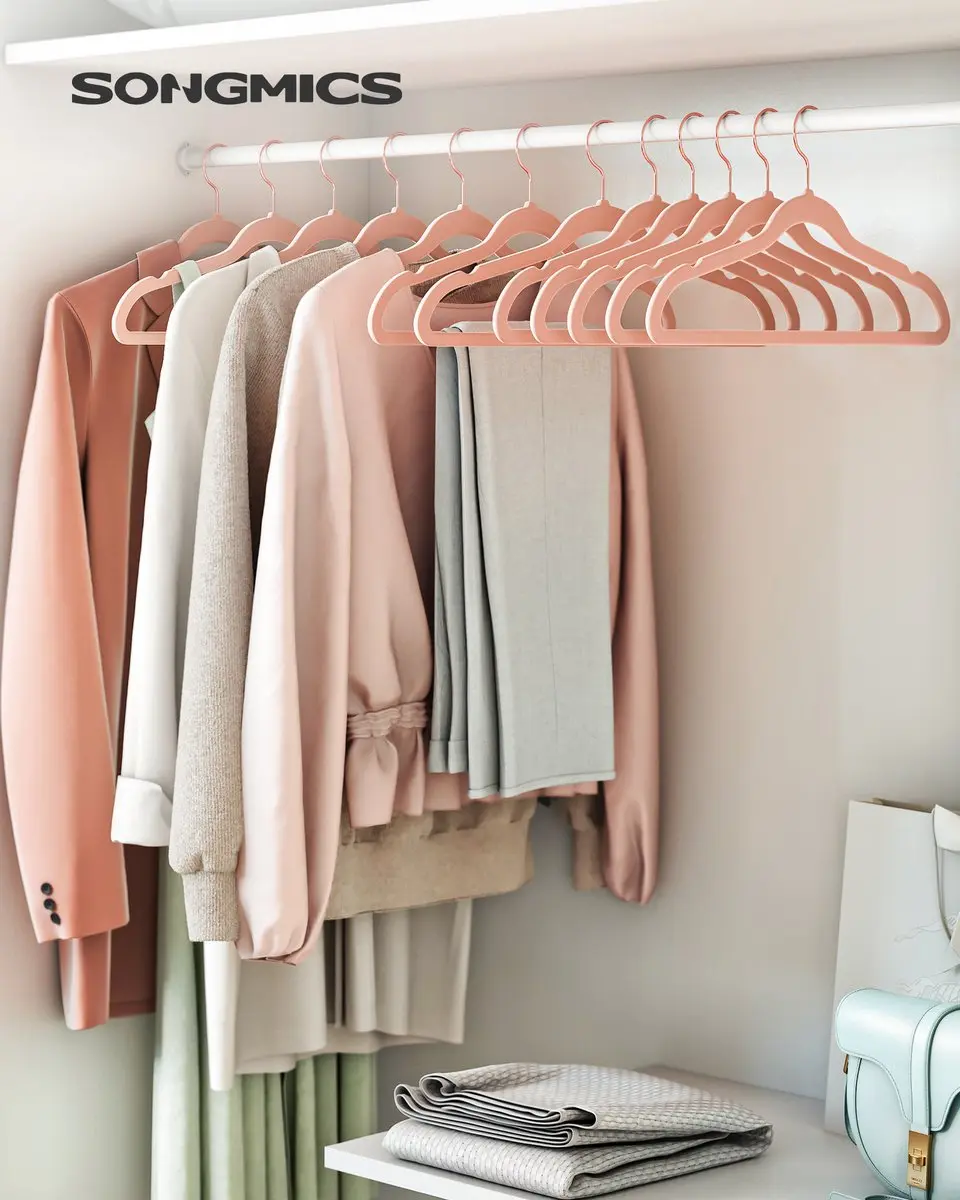Songmics Kledinghangers Set 50 Stuks - Roze/Roségoud - afbeelding 2 van 6