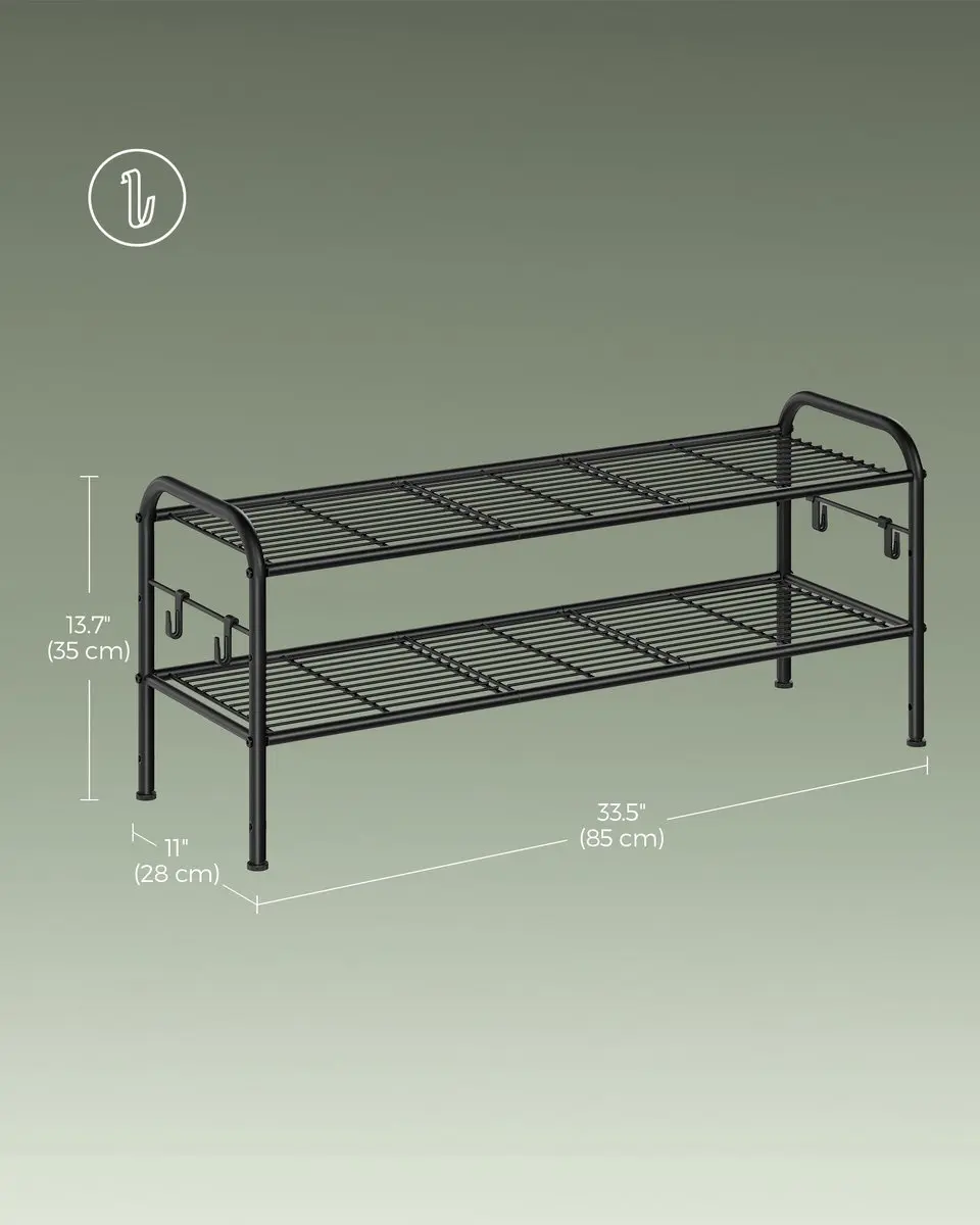 Songmics Schoenenrek LMR128B01 - 2 Lagen 12 Vakken - Zwart - afbeelding 2 van 6