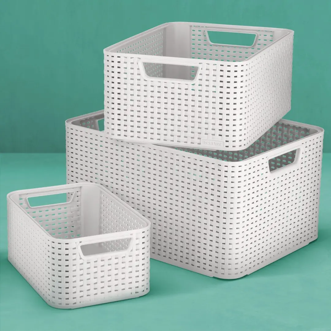 Curver Style Box Rattan Opbergmand 30L - Lichtgrijs
