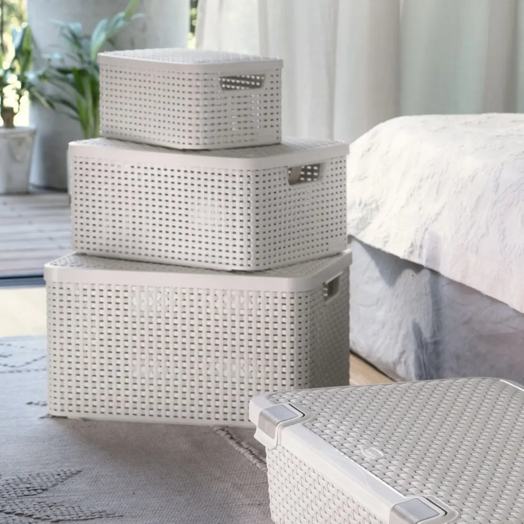 Curver Style Box Rattan Opbergmand 30L - Lichtgrijs