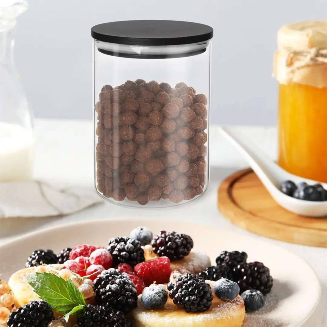 Orion Borosilicaat Glazen Container 600ml - Bamboe Deksel - afbeelding 2 van 6