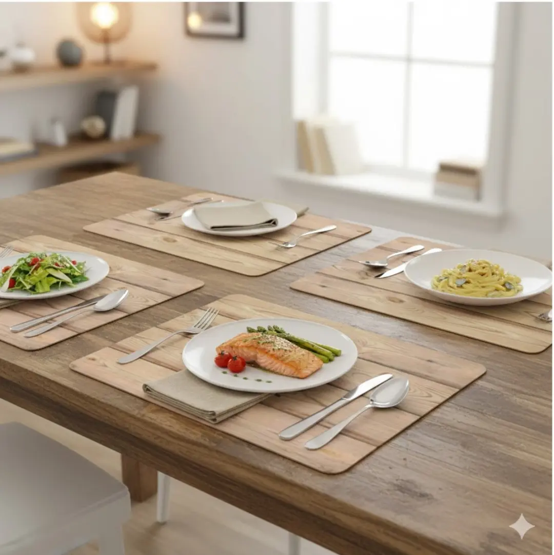 Bellatio Design Tafel Placemats Houten Planken Print - 6 Stuks