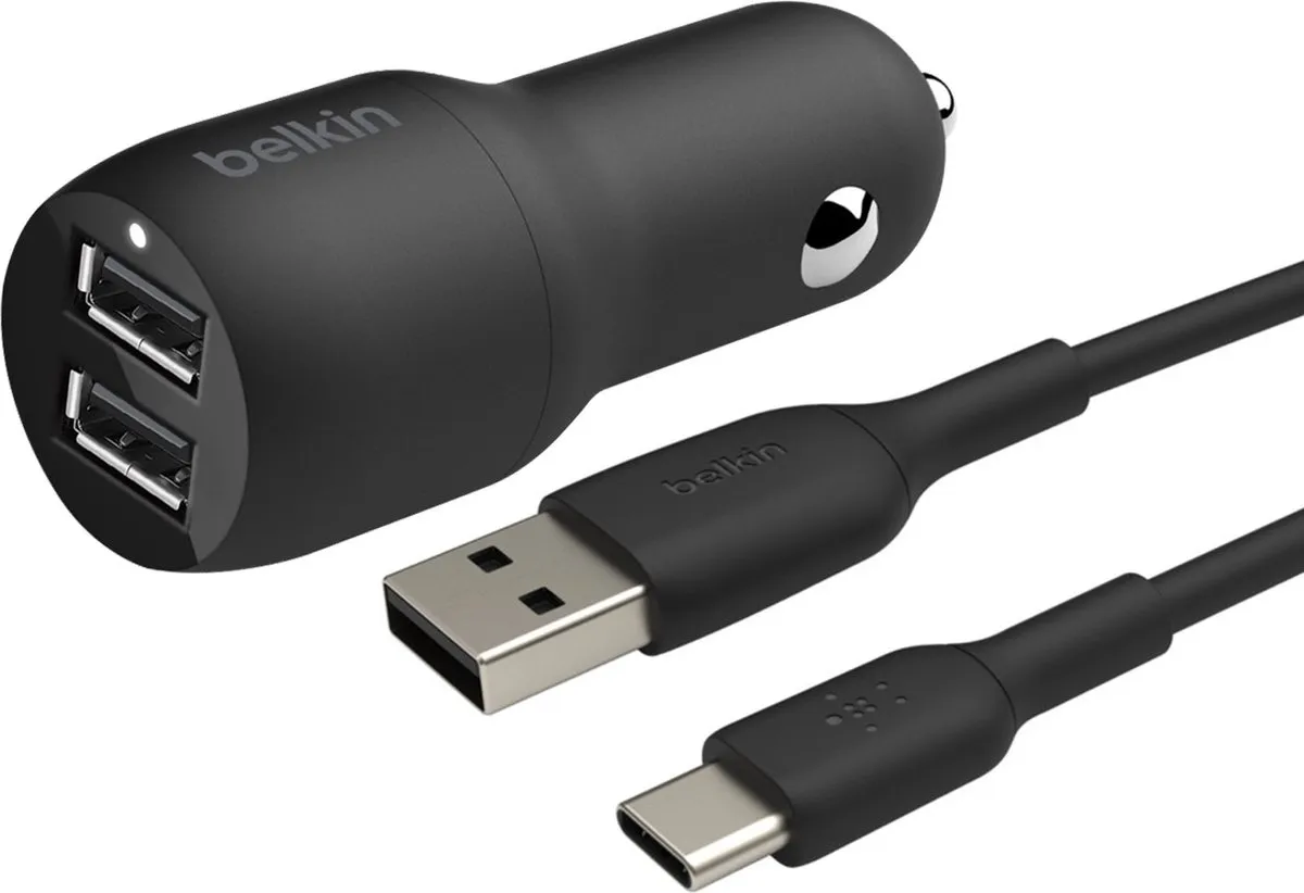 Belkin CCE001bt1MBK Dual USB Autolader 24W - Zwart