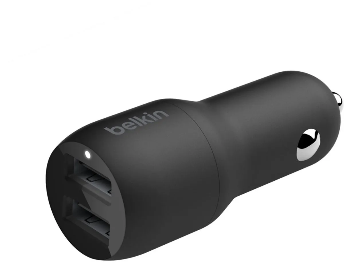 Belkin CCE001bt1MBK Dual USB Autolader 24W - Zwart