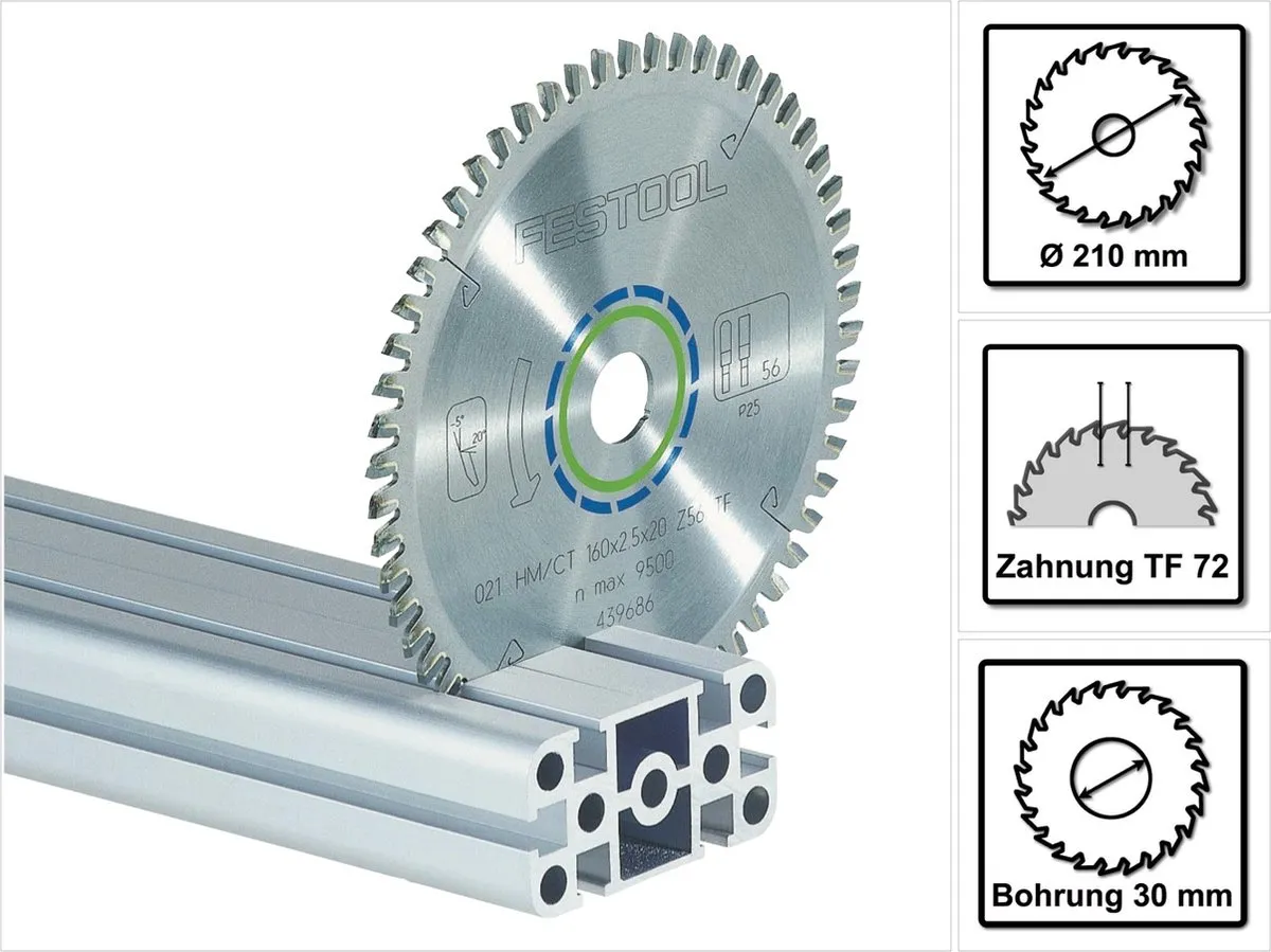 Festool Cirkelzaagblad 493201 - Ø210mm 72T Aluminium