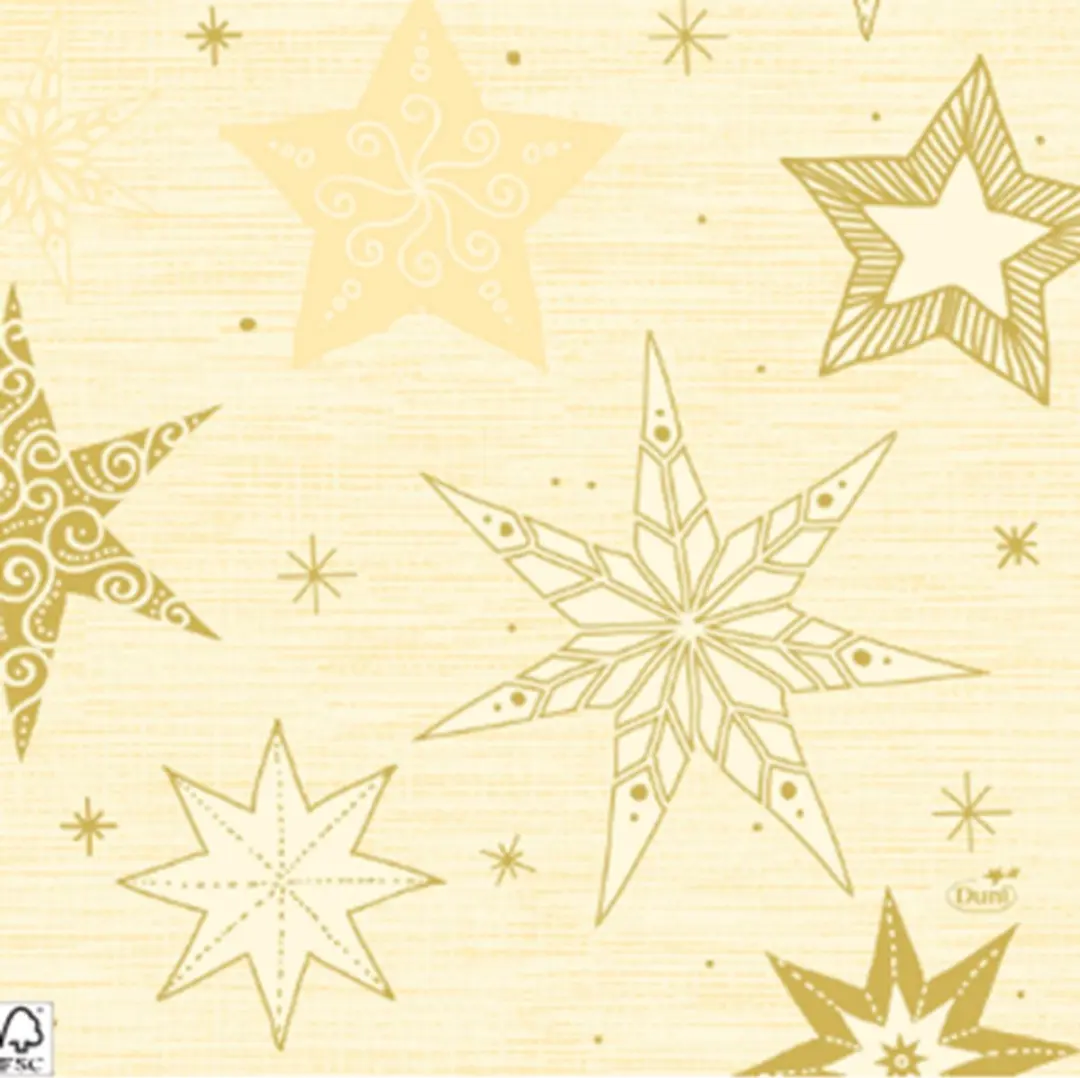 Duni Kerst Servet Beige met Gouden Sterren