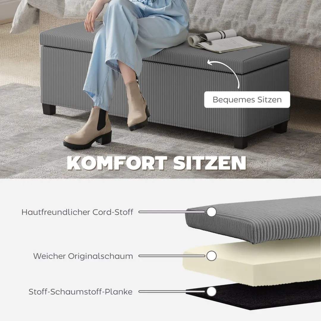 Homcom Opbergbank Grijs 112L