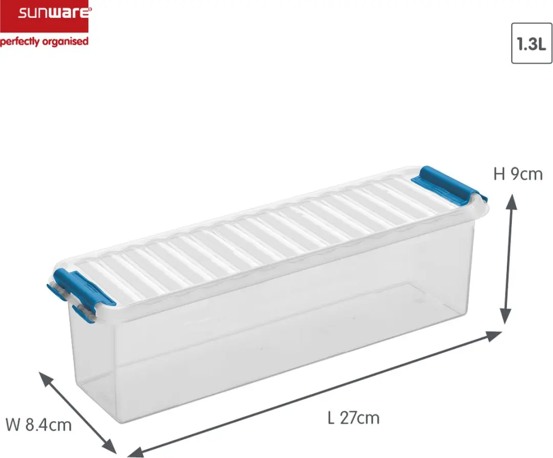 Sunware Q-line Opbergbox 1,3L - Transparant Blauw