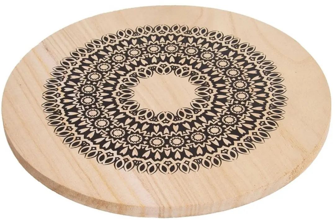 Orion Mandala Houten Onderzetter 20cm - Zwart