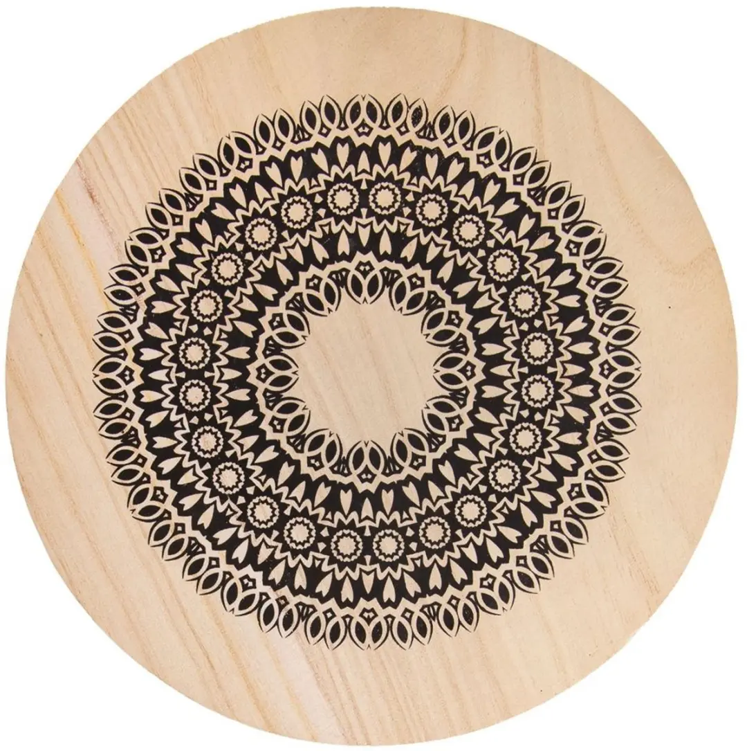 Orion Mandala Houten Onderzetter 20cm - Zwart
