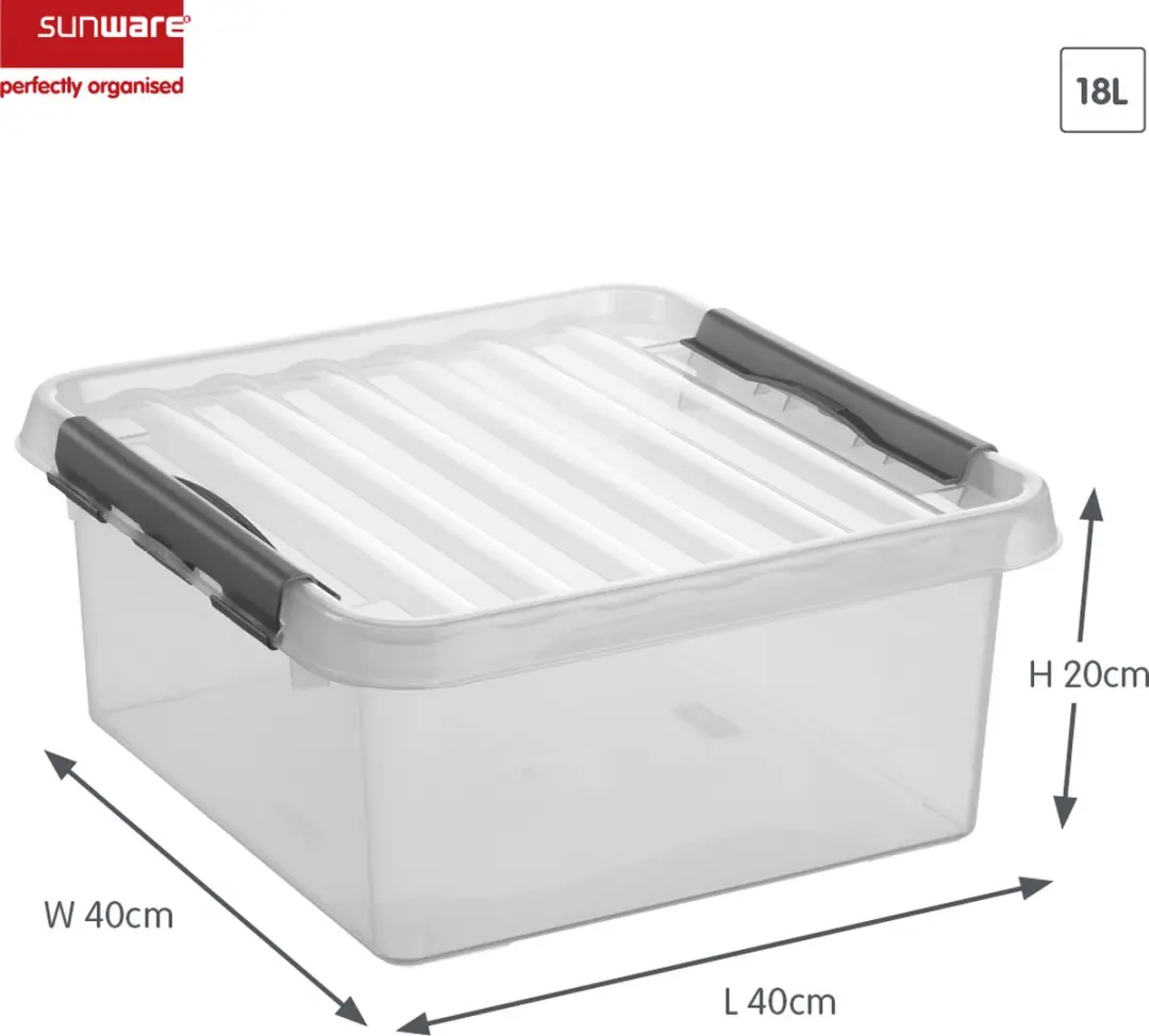 Sunware Q-line Opbergbox 18L - 40x40x20cm Grijs