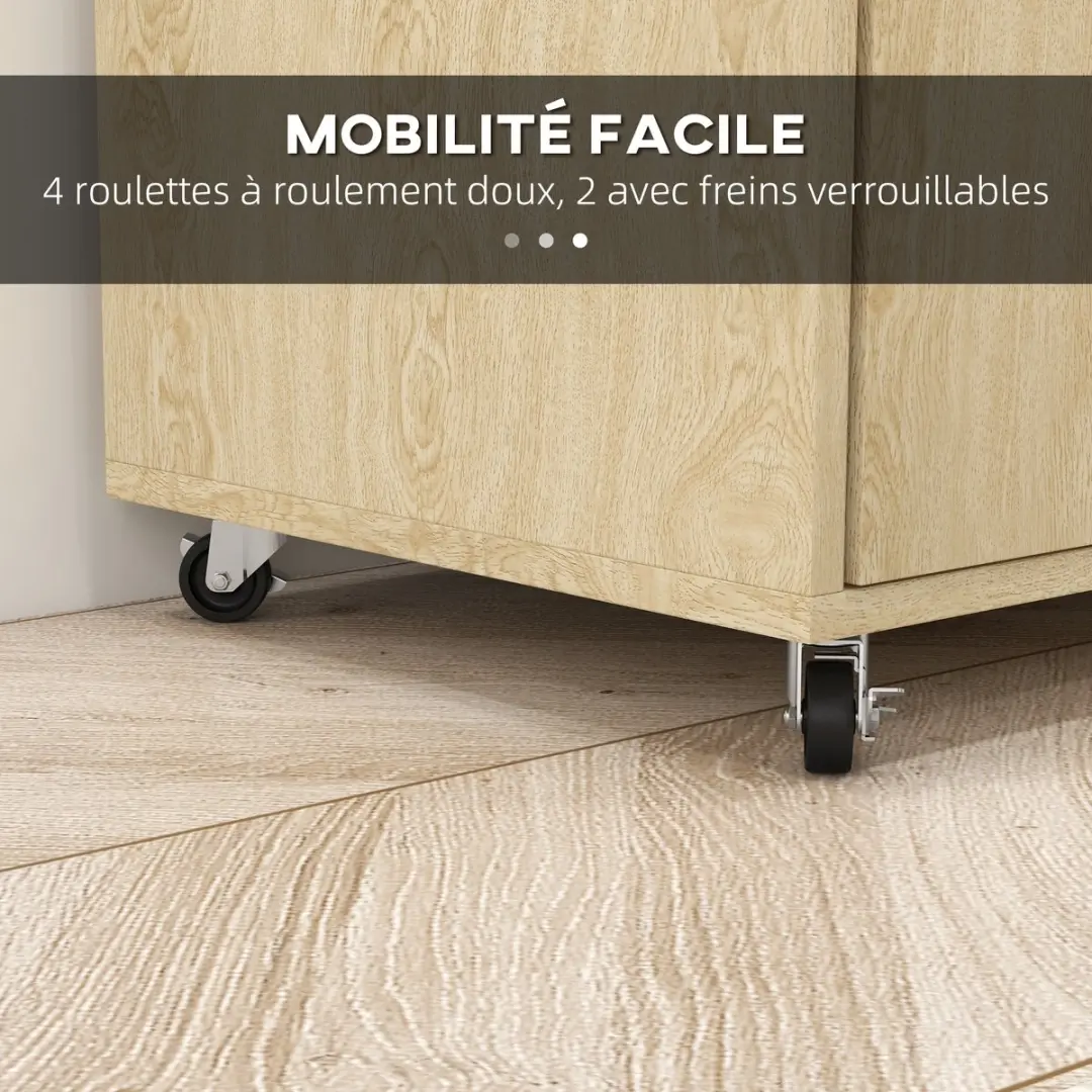 Homcom Keukenwagen Natuurlijk hout 75x40x80,5cm