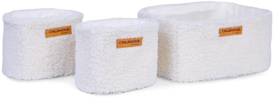 Childhome Set van 3 Hangmandjes - Zacht Teddy Ecru
