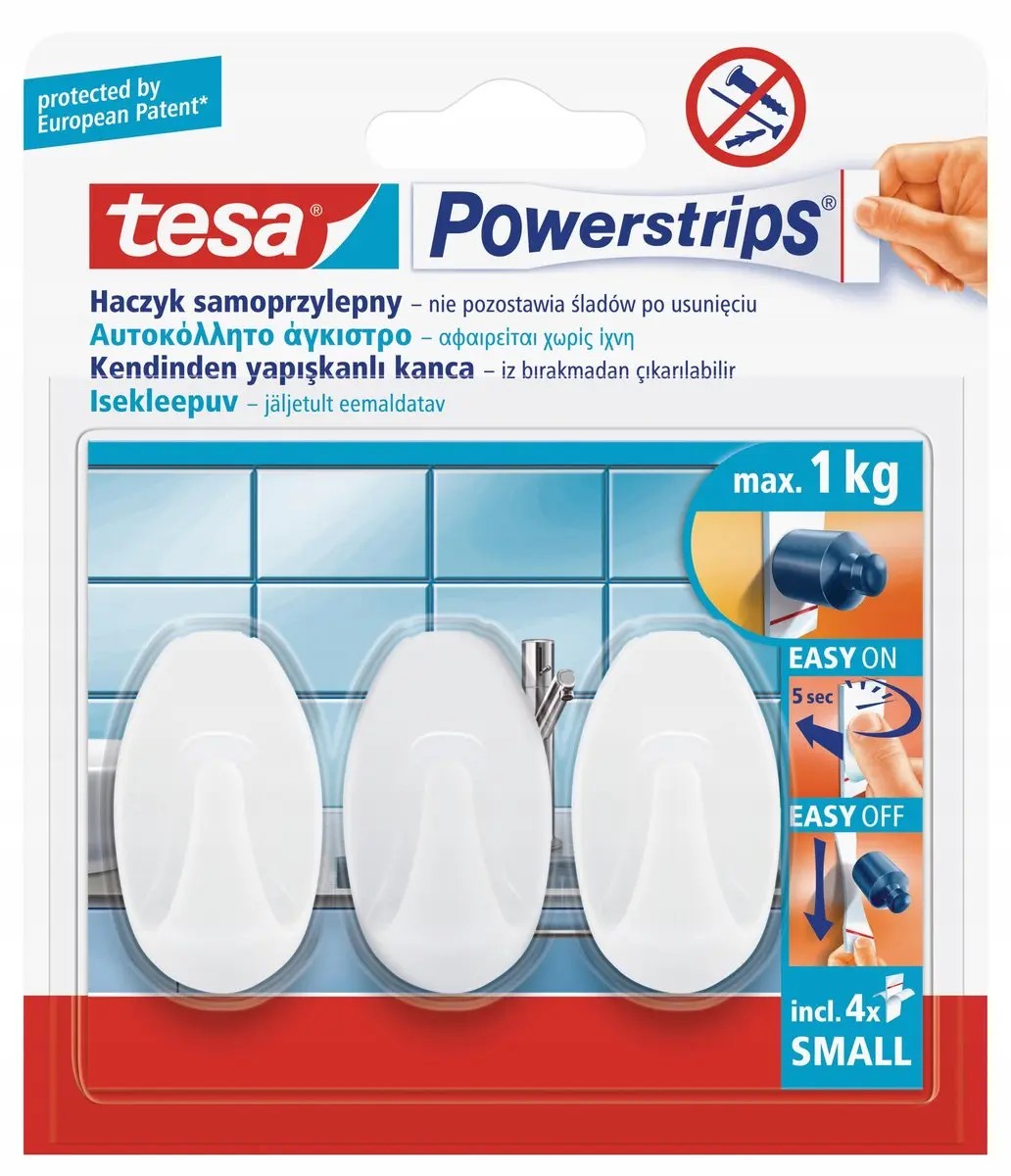 Tesa Powerstrips Zelfklevende Haak Wit