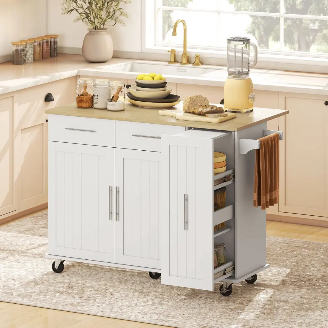 Homcom Keukeneiland 129x65x91cm - Wit