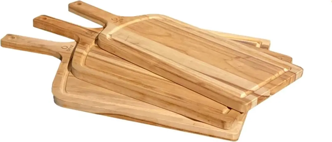 Ofyr Serveerplank Teakhout - Set van 3 stuks - Ø60cm - Rood - afbeelding 6 van 6