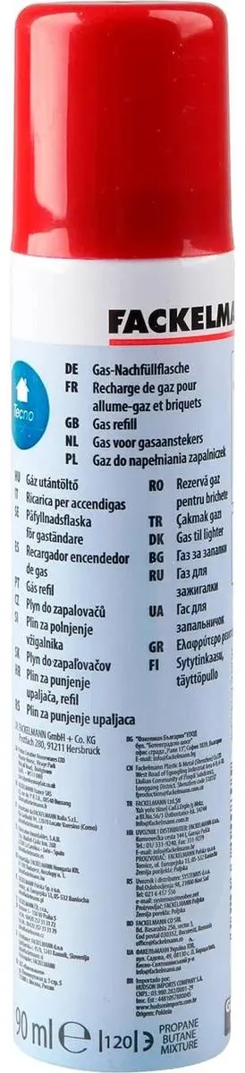Set van 2 gasnavullingen 90 ml Fackelmann Tecno
